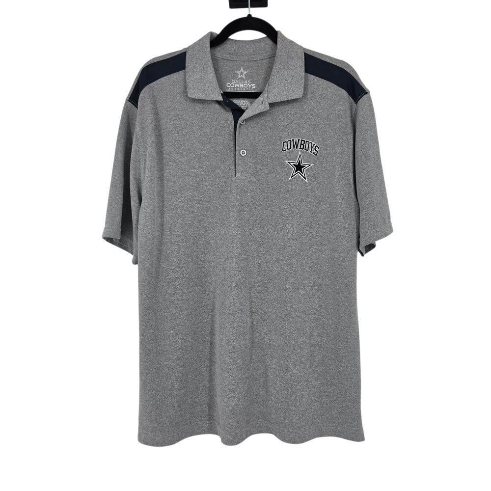 NFL Dallas Cowboys Authentic Apparel Gray Embroidered Short Sleeve Polo Size L
